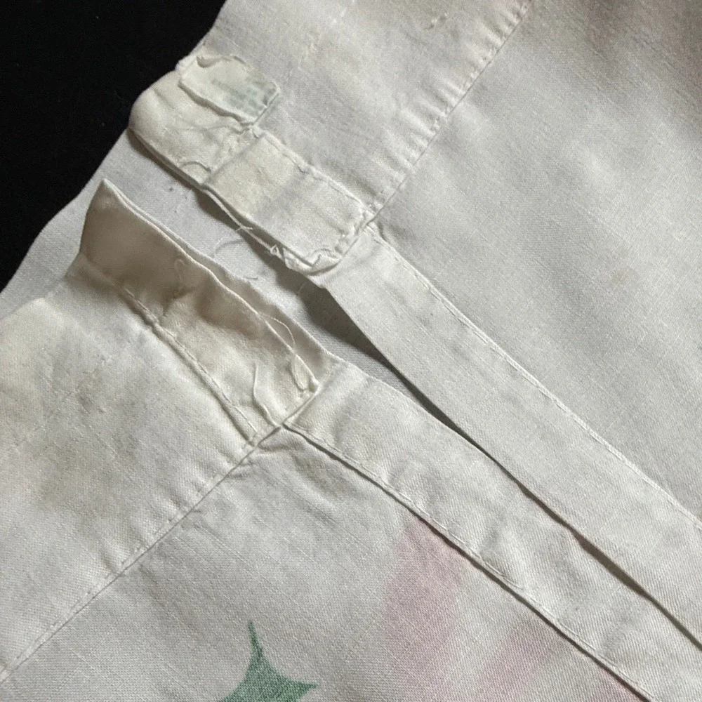 Vintage Christmas Poinsettia Cafe Curtains White Ornaments Made in Japan MCM
